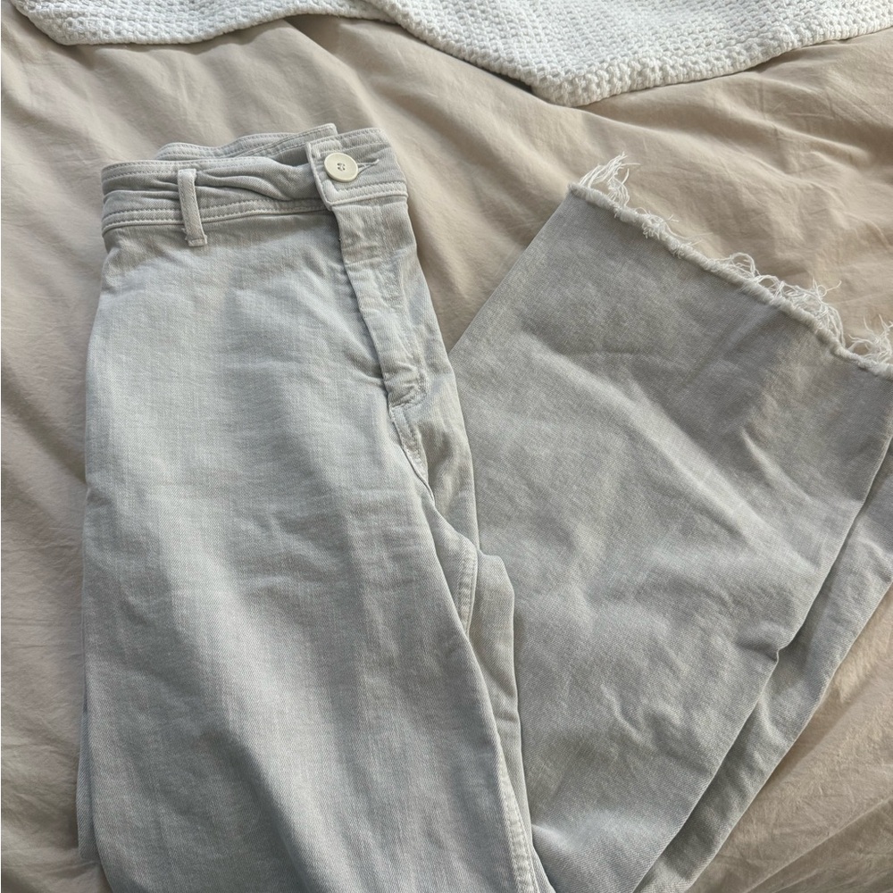 Zara marine straight Jean grey/tan size 6 like new